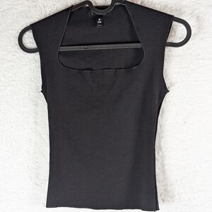 270-Aqua Black Sleeveless Tank‎ Top
